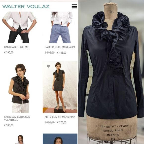 Elegant Walter Voulaz Black Ruffled Blouse - Picture 7 of 7